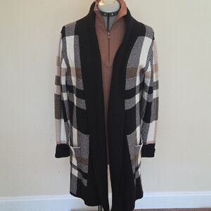 Plaid Open Front Cardigan